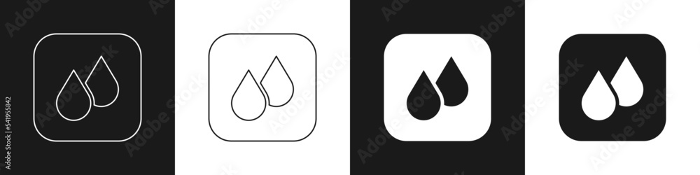 Set Water drop icon isolated on black and white background. Vector Set Water drop icon isolated on black and white background. Vector