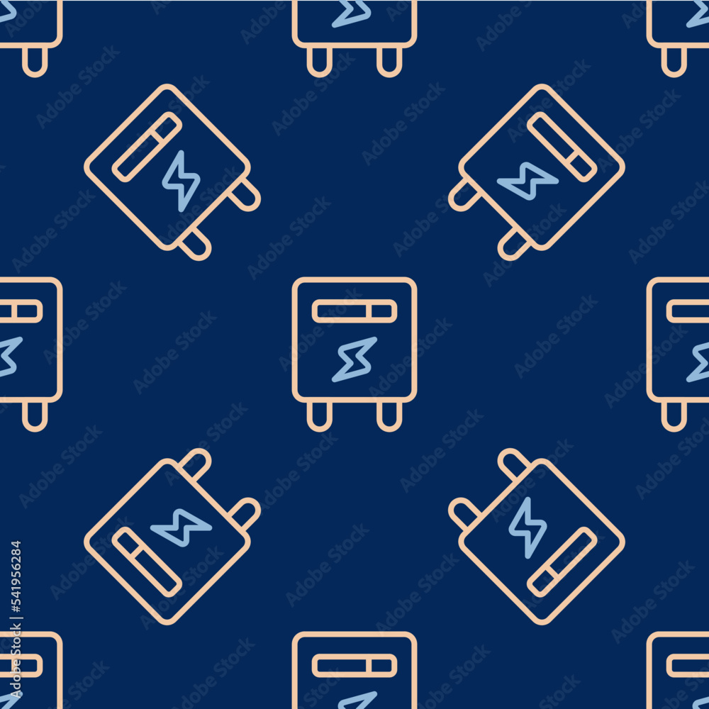 Line Electric meter icon isolated seamless pattern on blue background. Vector Line Electric meter icon isolated seamless pattern on blue background. Vector