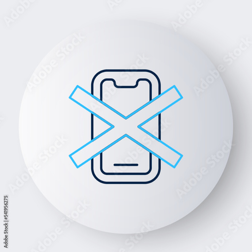 Line No cell phone icon isolated on white background. No talking and calling sign. Cell prohibition. Colorful outline concept. Vector