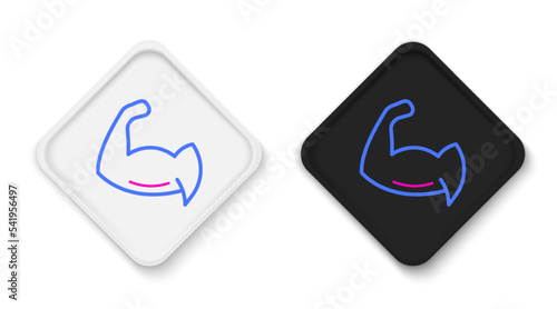 Line Bodybuilder showing his muscles icon isolated on white background. Fit fitness strength health hobby concept. Colorful outline concept. Vector