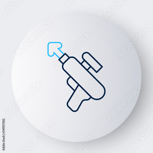 Line Fishing harpoon icon isolated on white background. Fishery manufacturers for catching fish under water. Diving underwater equipment. Colorful outline concept. Vector