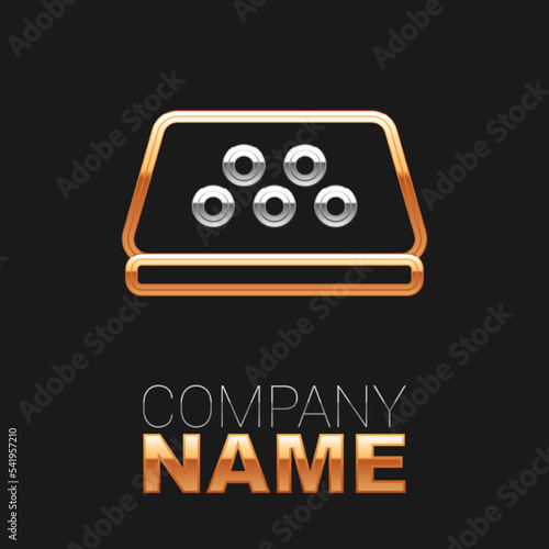 Line Taxi car roof icon isolated on black background. Colorful outline concept. Vector