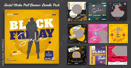 Black Friday Sales Social Media Posts Banners Bundle Pack Template Design Layout  photo