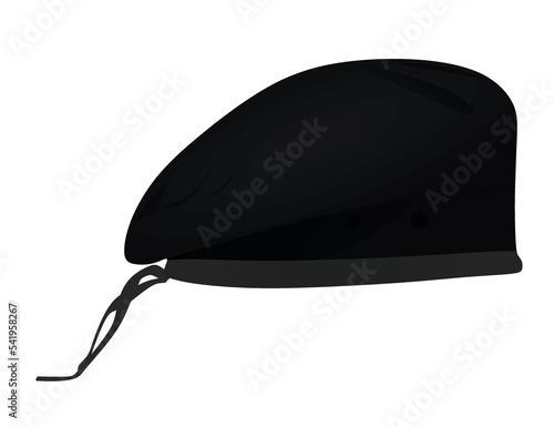 Black military beret hat. vector illustration