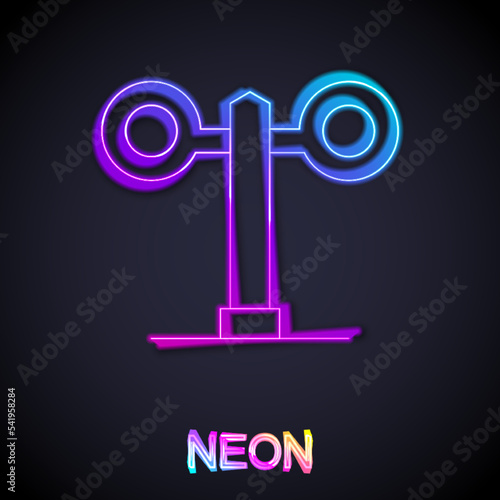 Glowing neon line Train traffic light icon isolated on black background. Traffic lights for the railway to regulate the movement of trains. Vector