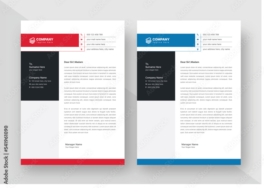 Obraz premium Abstract Letterhead Design Template, Vector Letterhead, Print Ready, Business style letter head templates