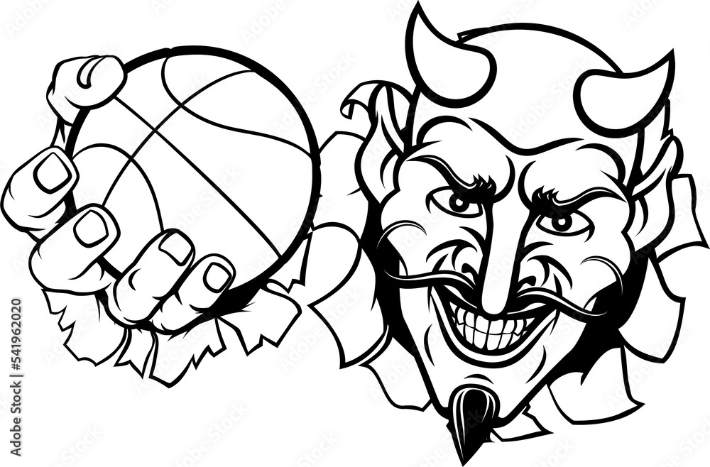 Fototapeta premium Devil Satan Basketball Sports Mascot Cartoon
