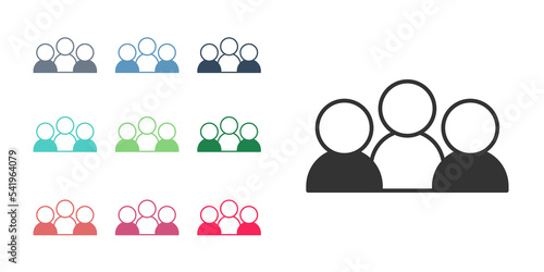 Black Meeting icon isolated on white background. Business team meeting, discussion concept, analysis, content strategy. Presentation conference. Set icons colorful. Vector