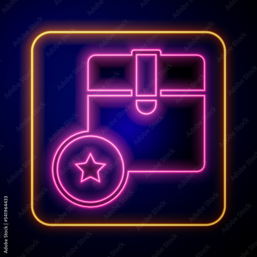 Glowing neon Carton cardboard box icon isolated on black background. Box, package, parcel sign. Delivery and packaging. Vector Glowing neon Carton cardboard box icon isolated on black background. Box, package, parcel sign. Delivery and packaging. Vector