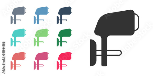 Black Outboard boat motor icon isolated on white background. Boat engine. Set icons colorful. Vector