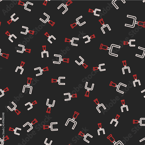 Line American football goal post icon isolated seamless pattern on black background. Vector