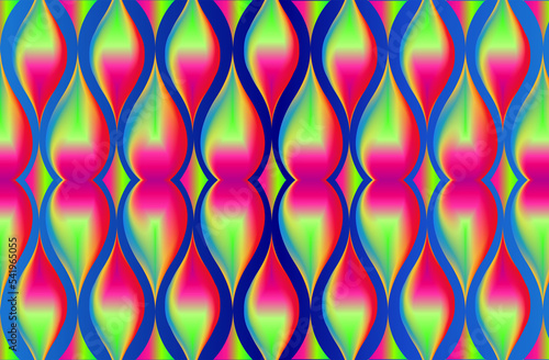 pattern with flexuous entangling green red and pink drops photo