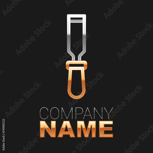 Line Chisel tool for wood icon isolated on black background. Colorful outline concept. Vector