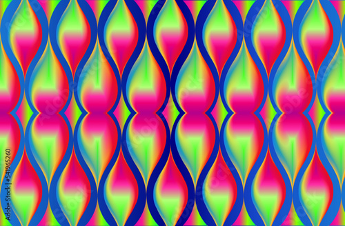pattern with flexuous entangling green red and pink drops photo