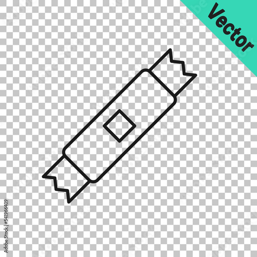 Black line Sugar stick packets icon isolated on transparent background. Blank individual package for bulk food products as coffee, salt, spices. Vector