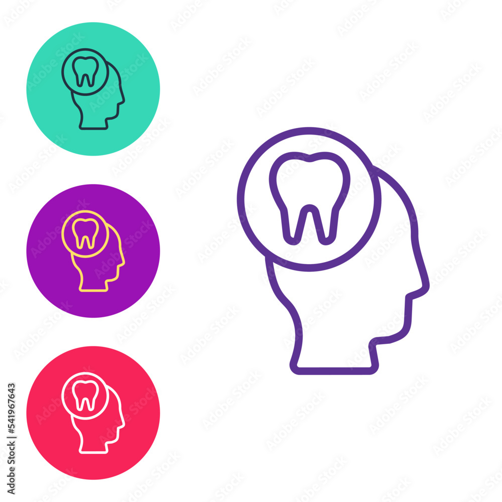 Set line Toothache icon isolated on white background. Set icons colorful. Vector Set line Toothache icon isolated on white background. Set icons colorful. Vector