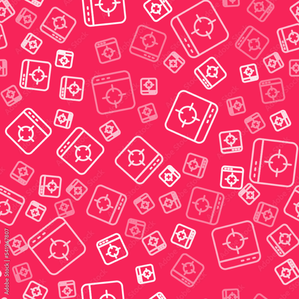 White line Target financial goal concept icon isolated seamless pattern on red background. Symbolic goals achievement, success. Vector White line Target financial goal concept icon isolated seamless pattern on red background. Symbolic goals achievement, success. Vector