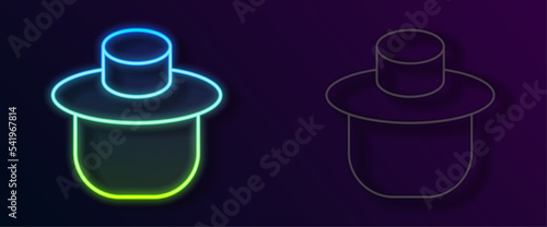 Glowing neon line Beekeeper with protect hat icon isolated on black background. Special protective uniform. Vector