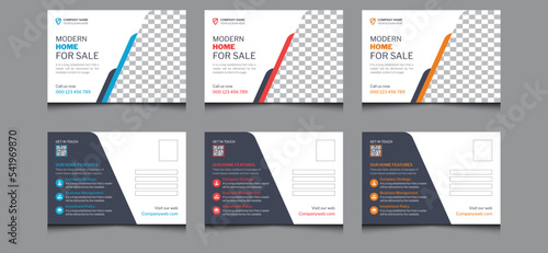 Simple elegant creative corporate modern clean professional real estate construction house sale building business post card design temple.