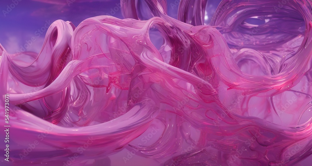 Abstract semitransparent fluids in pastel colors, computer generated
