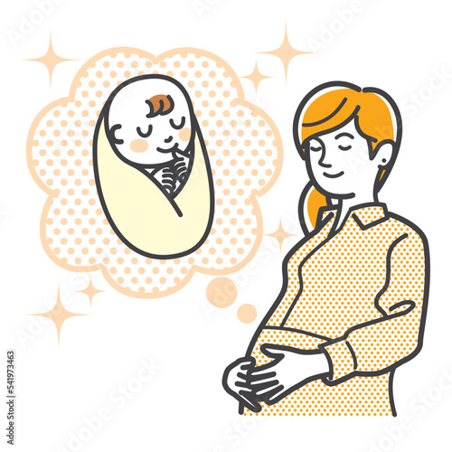 赤ちゃんを想像する妊婦のイラスト