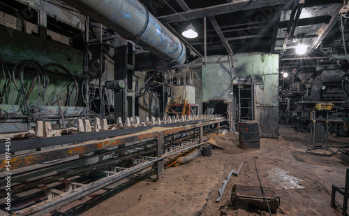 Conveyor leading to the furnace in an old abandoned factory