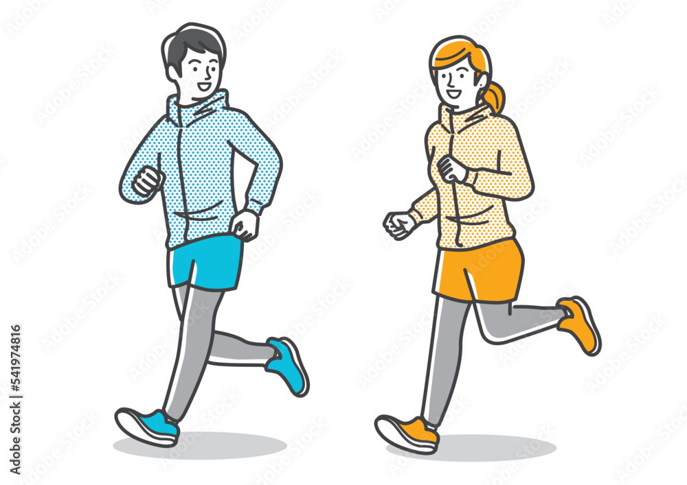 ジョギング、ランニングをする若いカップル