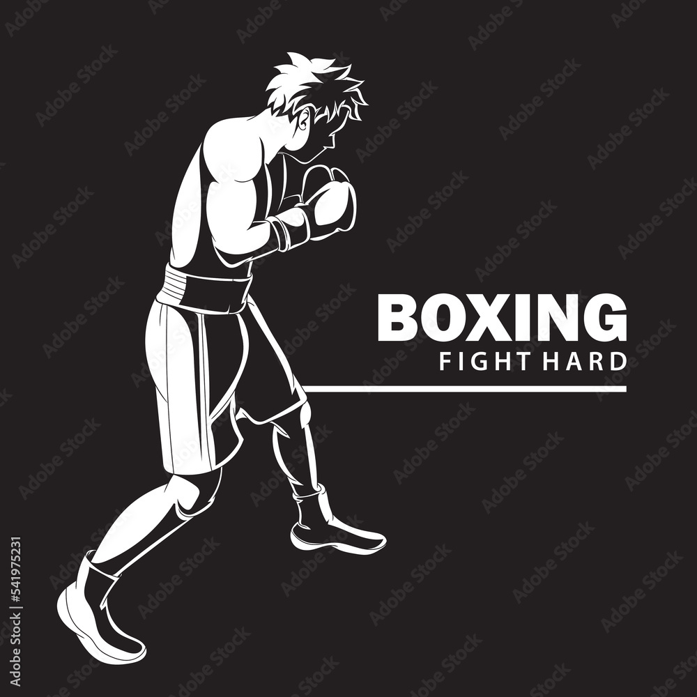 Fototapeta premium Boxing vector illustration. Boxer silhouette.