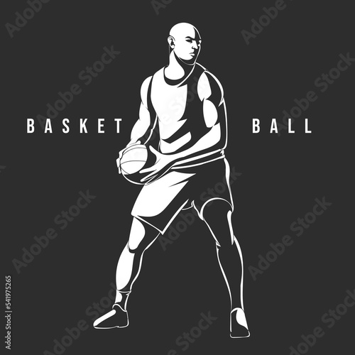 silhouette of a basketball player man in action. illustration