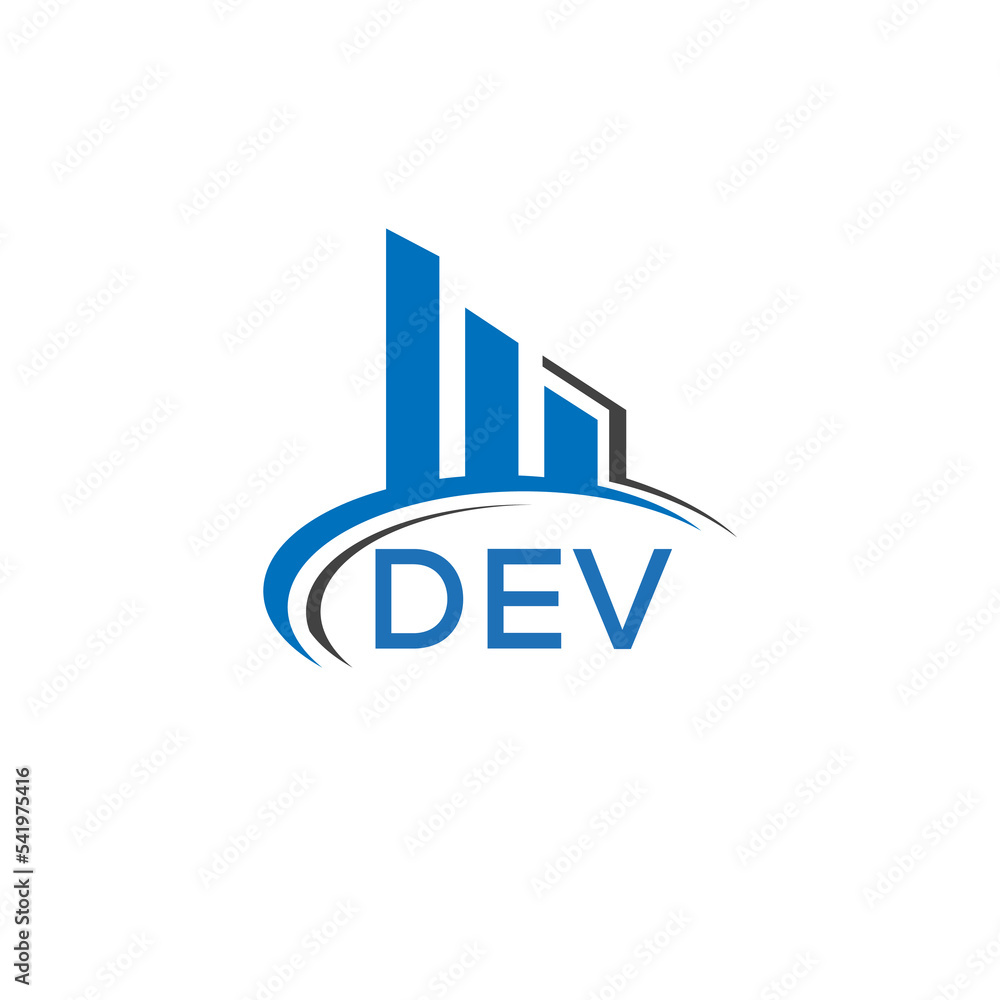 DEV letter logo. DEV blue image. DEV Monogram logo design for ...