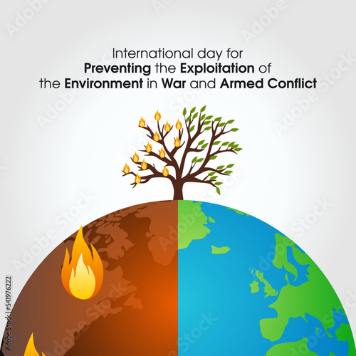 vector graphic of international day for preventing the exploitation of the environment in war and armed conflict celebration. flat design. flyer design.flat illustration.