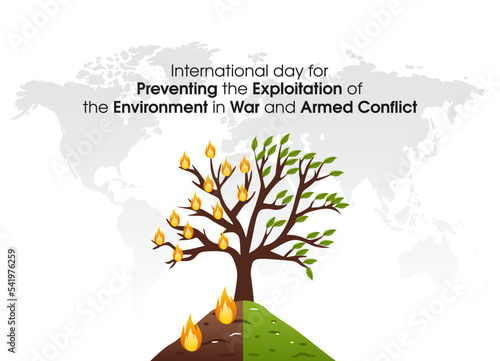 vector graphic of international day for preventing the exploitation of the environment in war and armed conflict celebration. flat design. flyer design.flat illustration.