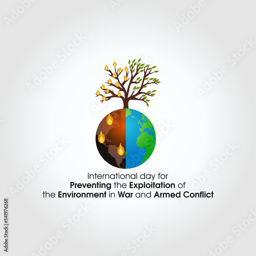 vector graphic of international day for preventing the exploitation of the environment in war and armed conflict celebration. flat design. flyer design.flat illustration.