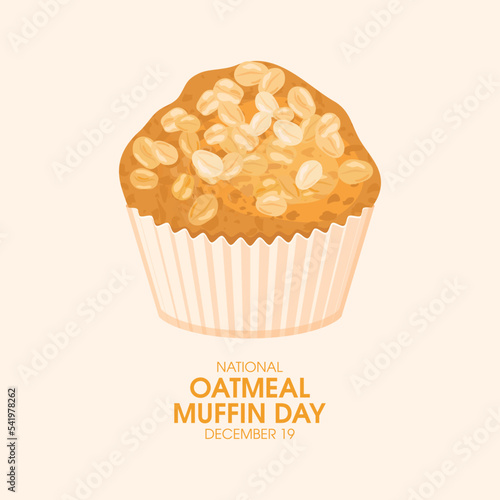 National Oatmeal Muffin Day vector. Delicious healthy oatmeal muffin icon vector. December 19 each year. Important day