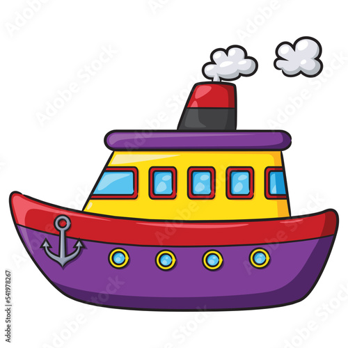 Illustration of cute cartoon of ship. photo