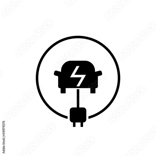 Electric car, ev charging station icon.