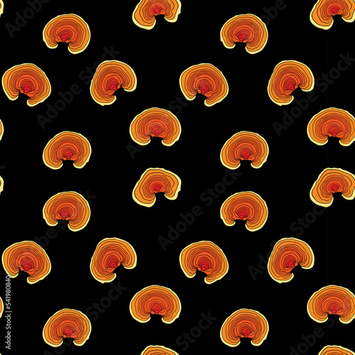 Lacquered Tinder mushroom, or lacquered Ganoderma seamless pattern © Ольга Бошарова