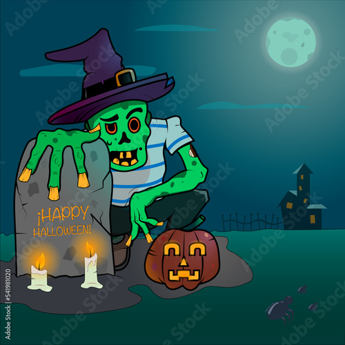 Halloween zombie vector terror night