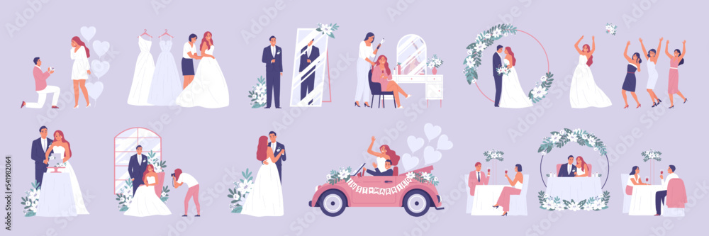 Wedding Ceremony Color Icons
