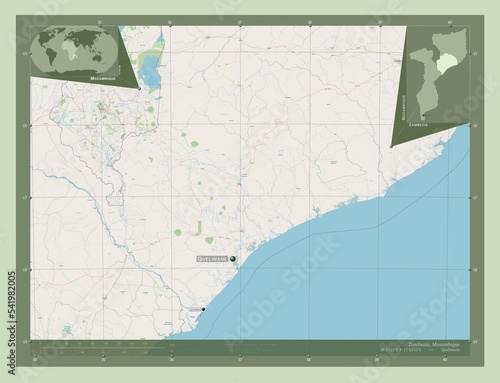 Zambezia, Mozambique. OSM. Labelled points of cities photo