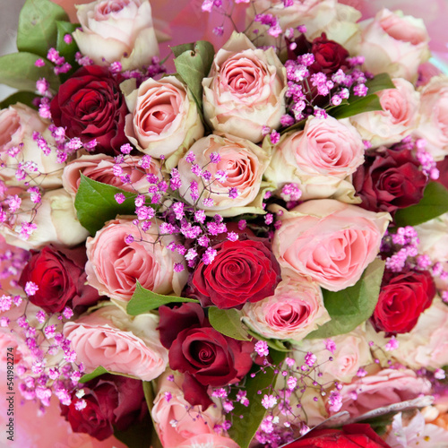 Beautiful bouquet of roses. Background from pink roses. © Tatiana Nurieva