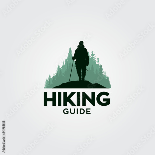 A man hiking adventure logo vector illustration symbol art