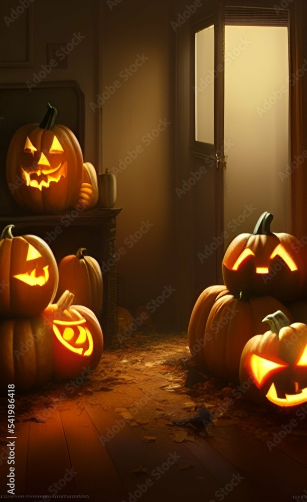 Happy halloween background template in the darkness with pumpkins JPG Happy halloween background template in the darkness with pumpkins JPG