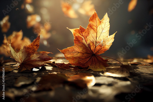 Magic autumn background with leaves
