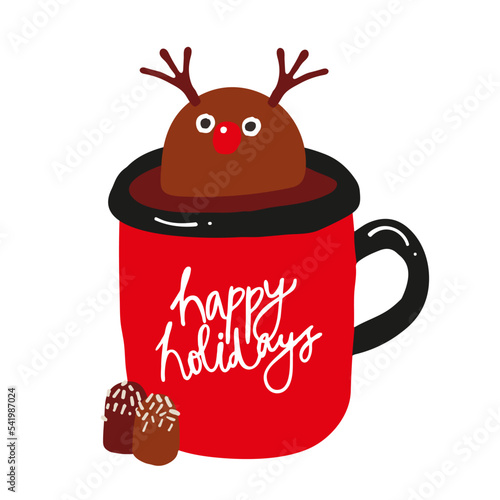Christmas winter hot chocolate bombs with marshmallows inside. 