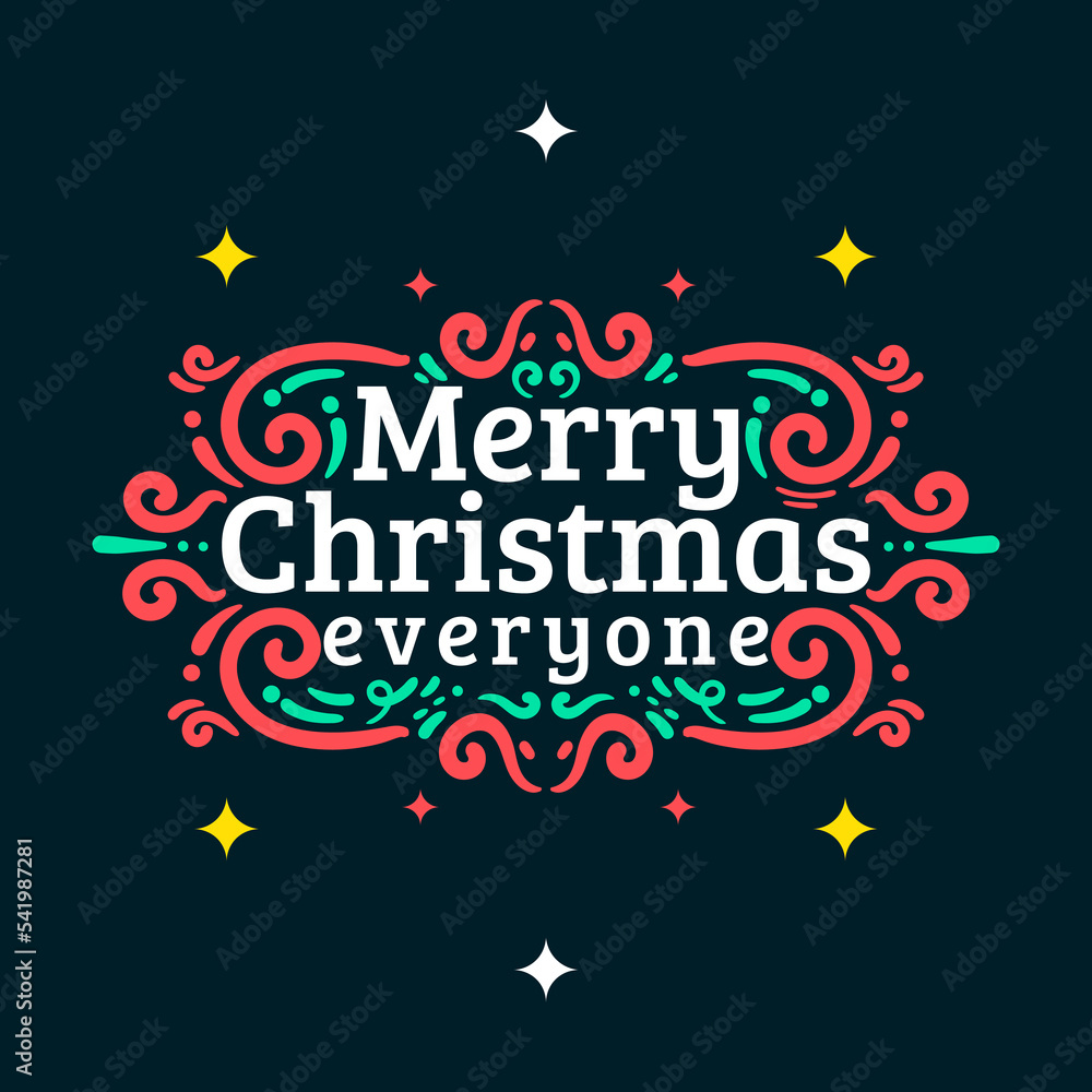 Merry Christmas Lettering and Ornament Merry Christmas Lettering and Ornament
