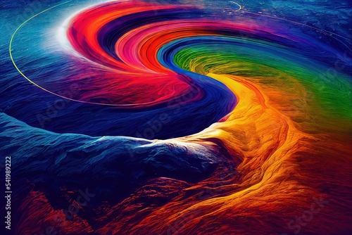 Abstract swirl rainbow space bifrost full color patterns space generative ai