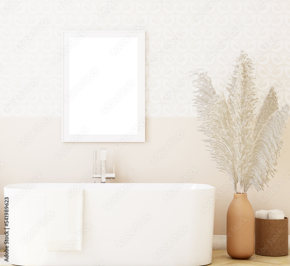 Fototapeta premium Bathroom frame mockup in boho style