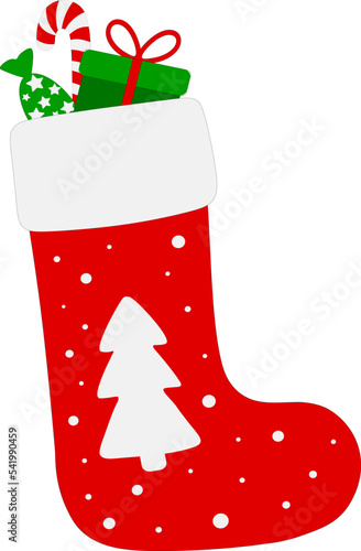 Christmas stocking gifts vector illustration