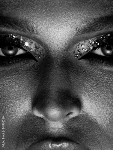 Pretty girl close up portrait monochrome